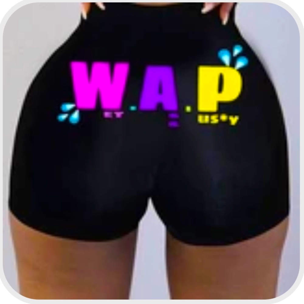 🔥SOLD🔥 black biker shorts with WAP print on rear